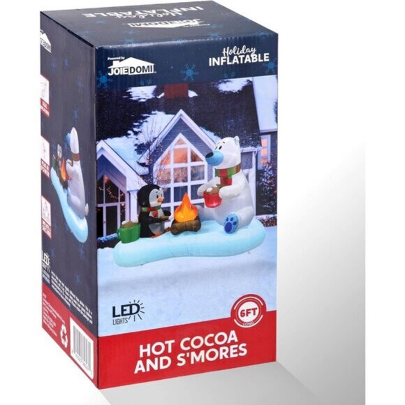 ⚡6 FT Christmas Inflatable Fire Bear and Penguin with Campfire Decoration - Picture 8 of 8